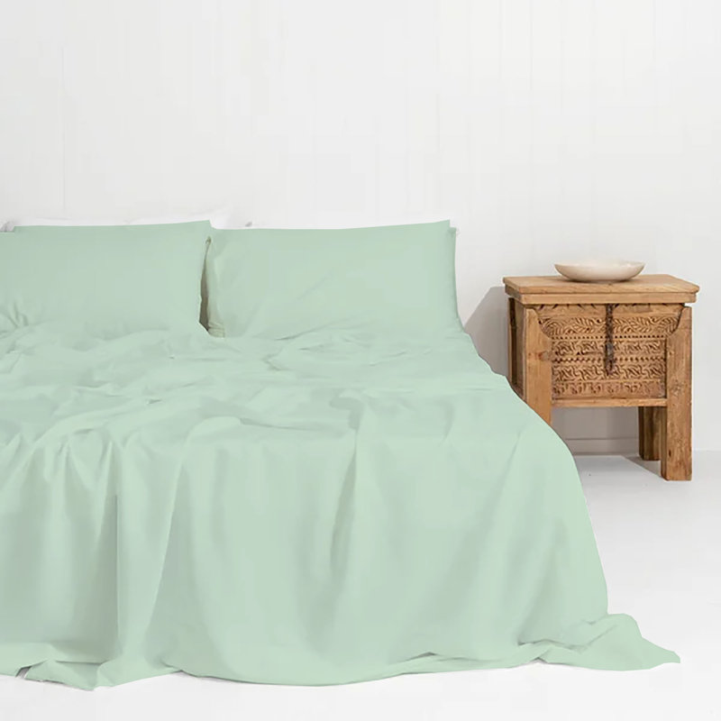 6 Piece Soft Rayon from Bamboo Bedsheet Set, Queen, Mint