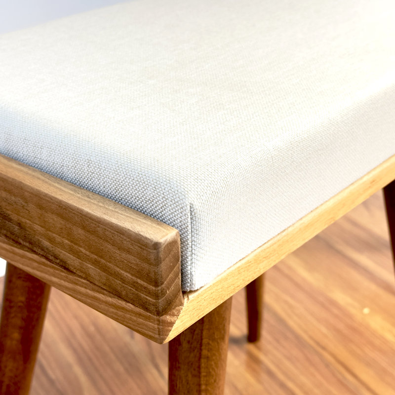 Repose-pieds Jabed, banc de piano en noyer, tabouret de coiffeuse et repose-pieds fonctionnel pour le salon, Crème