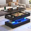 Table basse à plateau relevable de 47,3 po avec lumières DEL RVB APP, station de charge USB et CA, table de rangement haute brillance réglable en hauteur pouvant supporter 180 lb-662380733-662380723