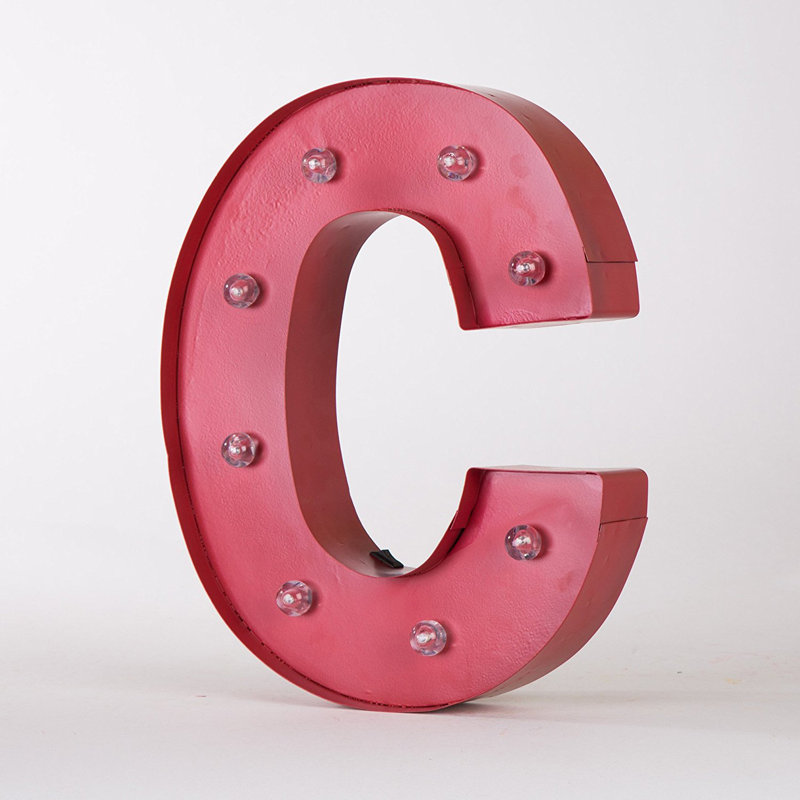 Marquee Handmade Letter Block Decorative Object, C