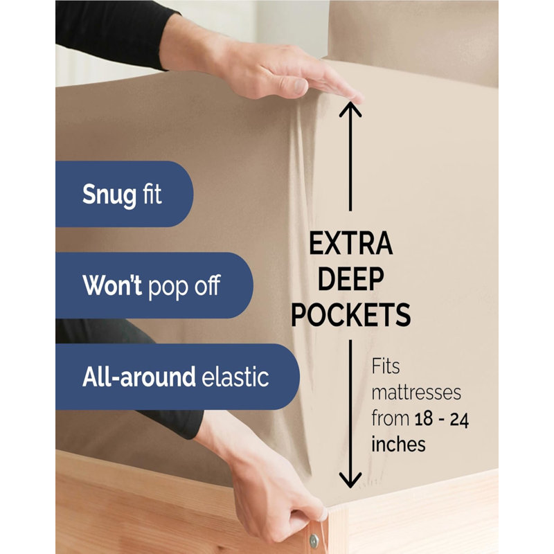 Extra Deep Pocket luxury Sheet Set - Solid Ultra Soft & Cooling Sheet Sets, Queen Sheet with Fitted Sheet and 2 Pillowcases
