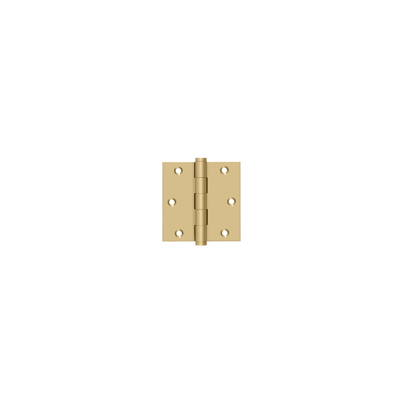Deltana DSB3526D 3-1/2" x 3-1/2" Square Hinge in Brushed Chrome Pair, Brushed Brass