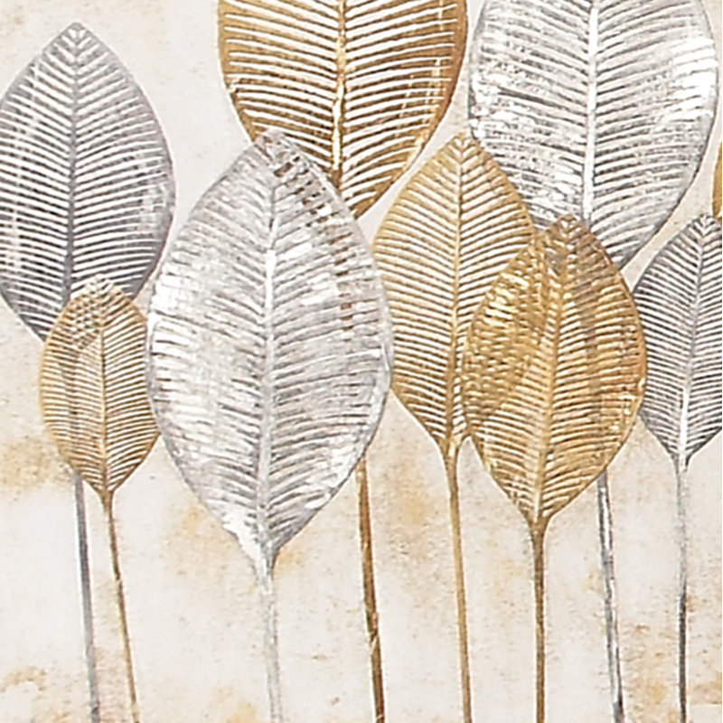 Modern Brown and Gray Botanical Canvas Framed Wall Art