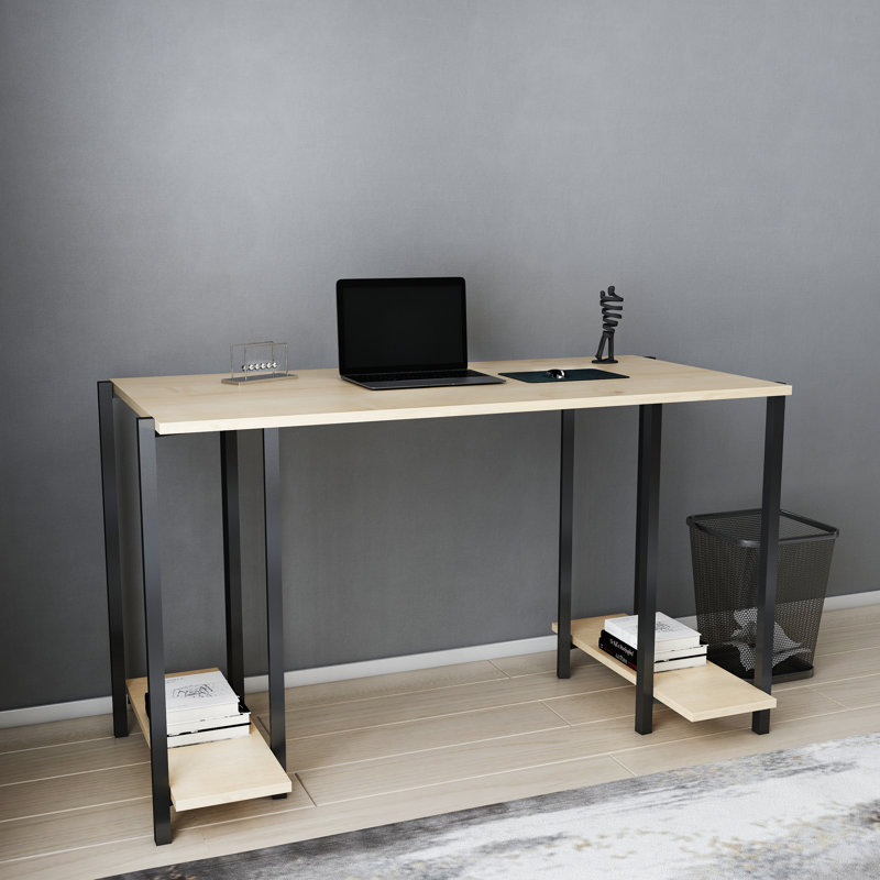 Academy Desk Metal Base Writing Desk, Oak/Black