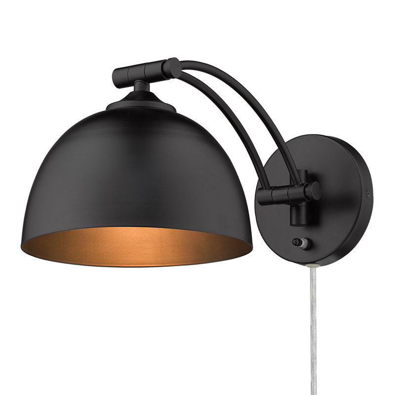 Bras pivotant à 1 lumière à intensité variable Felecia, Noir mat, Noir mat