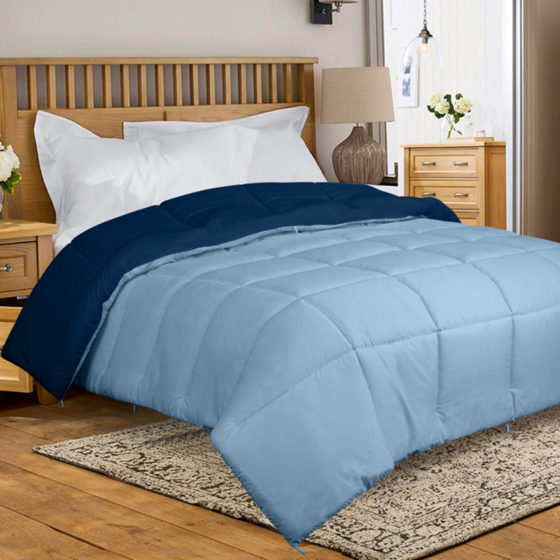 Édredon en microfibre , Bleu marine, Édredon double