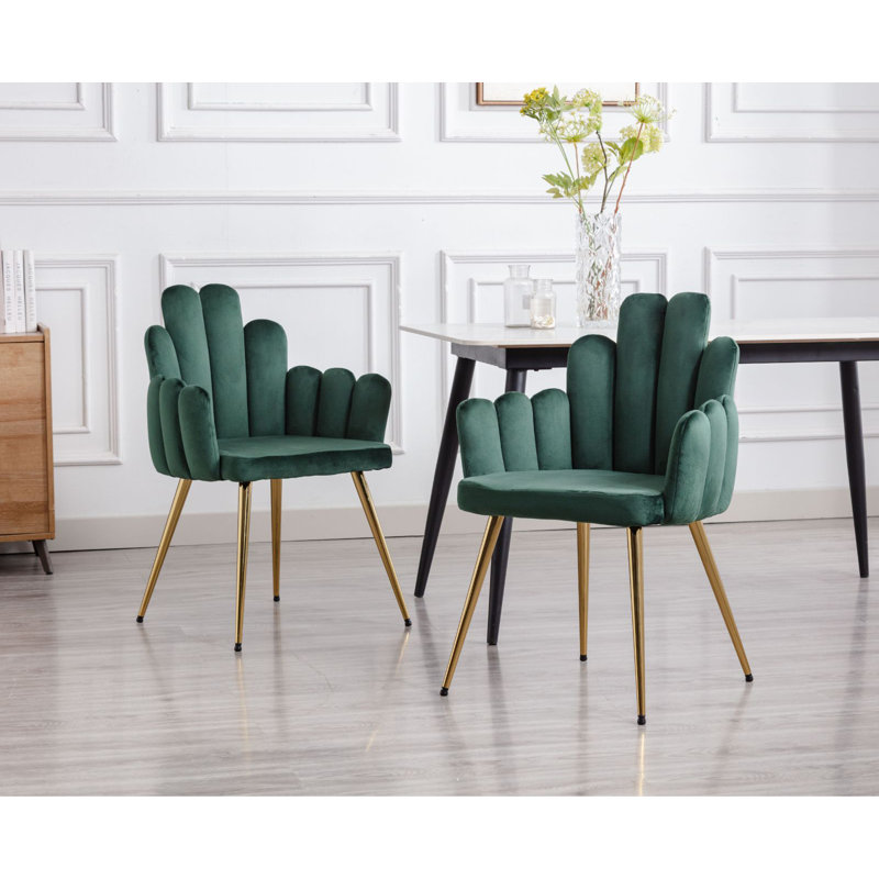 46.5cm H Velet Upholstered Armchair, Green, 2, Green