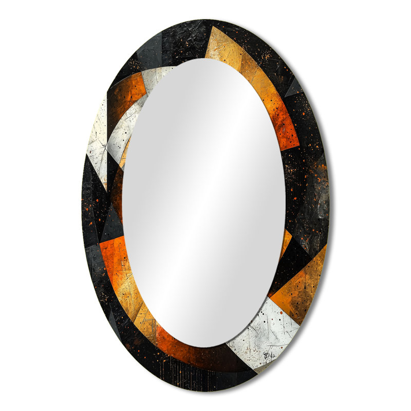 Miroir mural moderne ovale noir et jaune, 36 po x 24 po