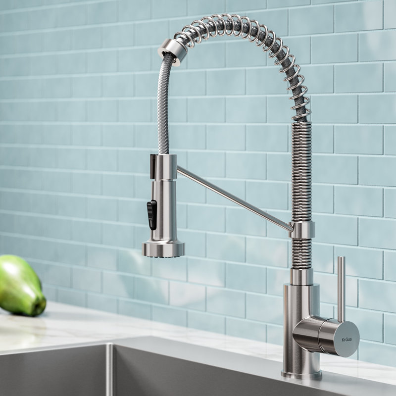 KRAUS Bolden Commercial Style 2-Function Single Handle Pull Down Kitchen Faucet, Matte Black