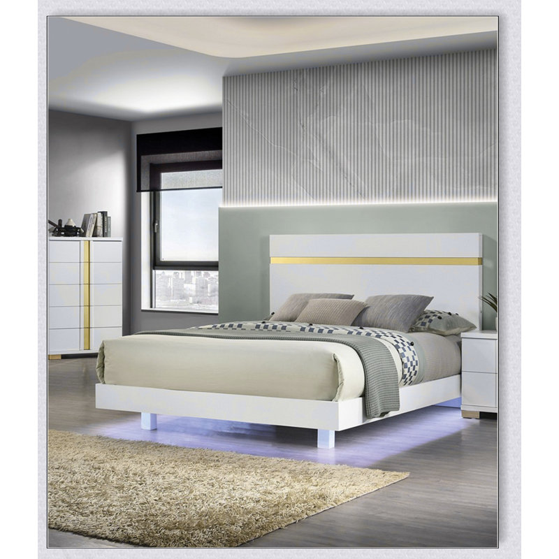 Cadre de lit 1Pc, Blanc, Grand lit