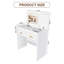 Bureau de meuble-lavabo rabattable avec miroir à DEL et prise de courant intégrée - coiffeuse de maquillage avec 2 tiroirs, rangement ouvert