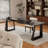 Black Rectangular Solid Wood+Iron desk-109306599