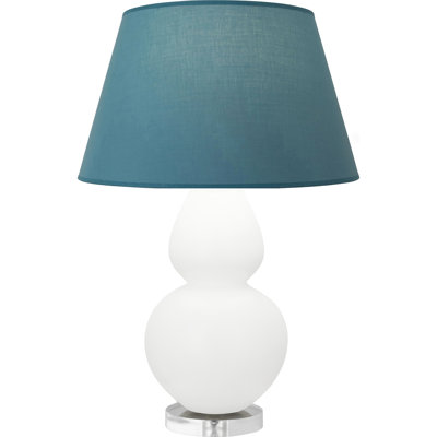 Matte Small Double Gourd Accent Lamp - Matte Ash, Lucite - Ink Black with Rose Red Lining Shade