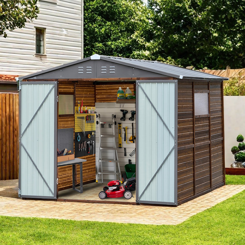 Abri de jardin mixte fer-bois avec toit étanche et ventilation