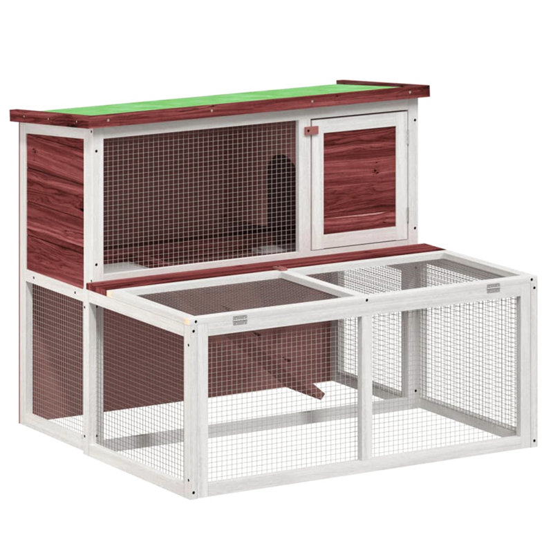 Cummington Small Animal Hutch, Mocha/White/Green