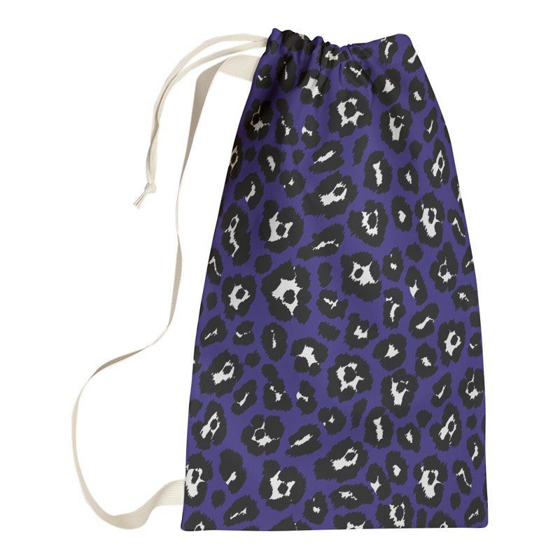 Fabric Laundry Bag with Handles, 29" H x 18" W, Purple/Black/White, Baltimore