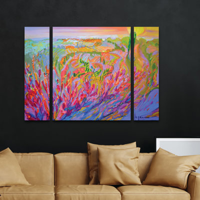 Ensemble de 3 panneaux muraux - Dorothy Fagan «orchidbridge», art mural sur toile pour le salon, la chambre à coucher ou le bureau 
