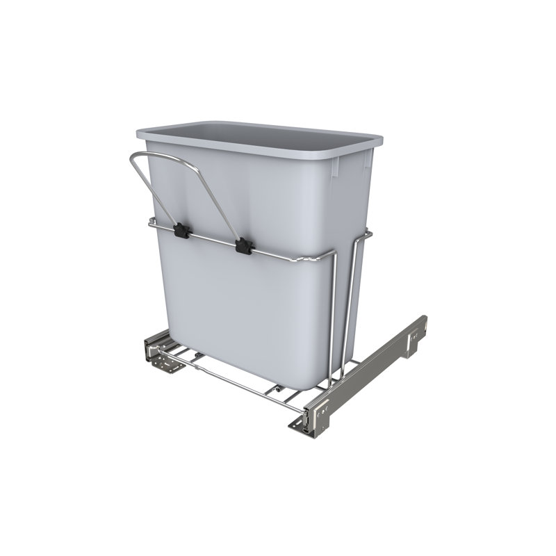 Undersink Chrome Steel Pullout Waste/Trash Container, 20 Qt