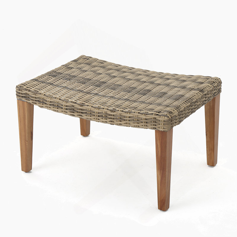WOOD + WICKER OTTOMAN