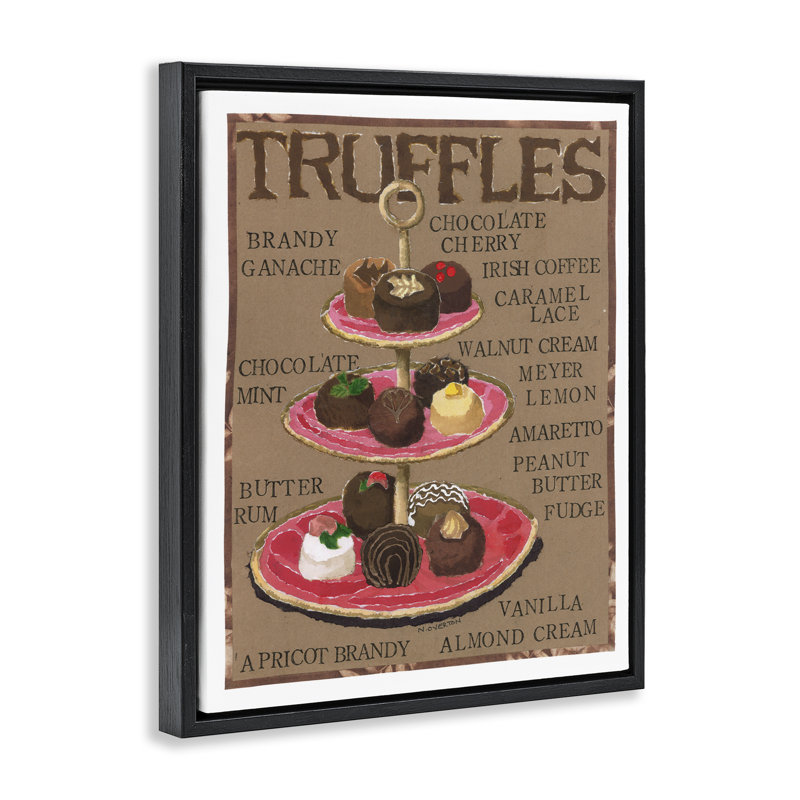 "Assortiment de truffes chocolat", art mural encadré par Nancy Overton, Cadre flottant noir de jais, H 21 po x l 17 po
