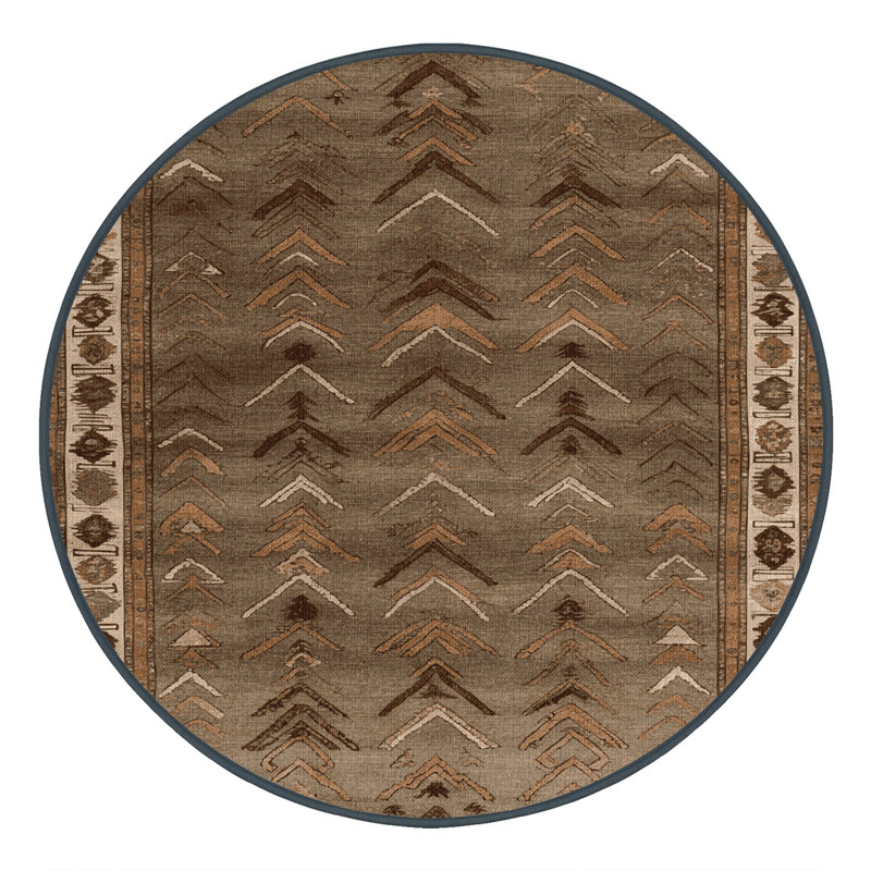 Tapis brun turc lavable à la machine, Rond 3 pi