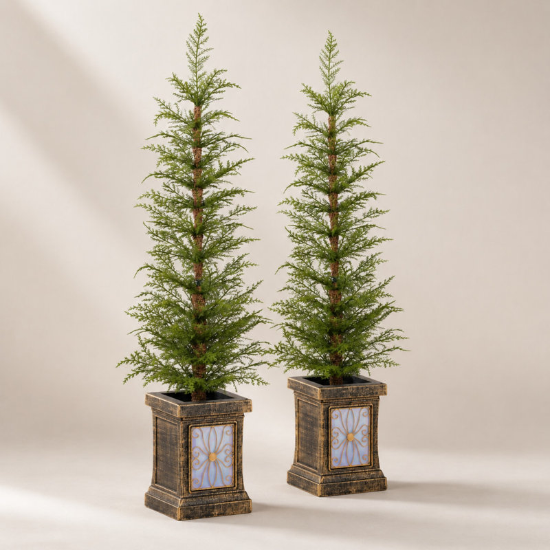 Ensemble de 2 arbres de Noël artificiels avec pots de 4 pi