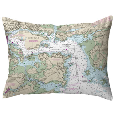  Coussin lombaire intérieur / extérieur Portsmouth Harbor, Nh Nautical Map