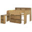 Lit mezzanine double avec bureau, lumière DEL et tablettes de rangement, lit mezzanine en bois-1594685726