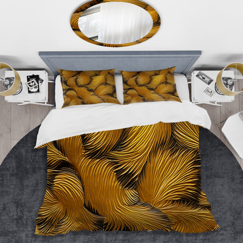 Ensemble de housse de couette Golden Feathers Serenity I - Feathers, Housse de couette pour très grand lit