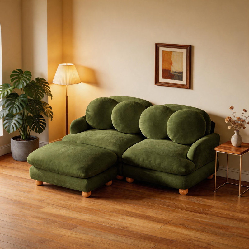 Causeuse en chenille 2 places avec repose-pieds, Vert