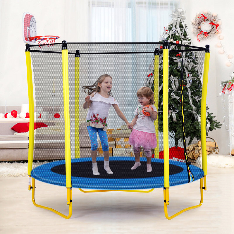 Creationstry Round Backyard Trampoline, Yellow, Yellow