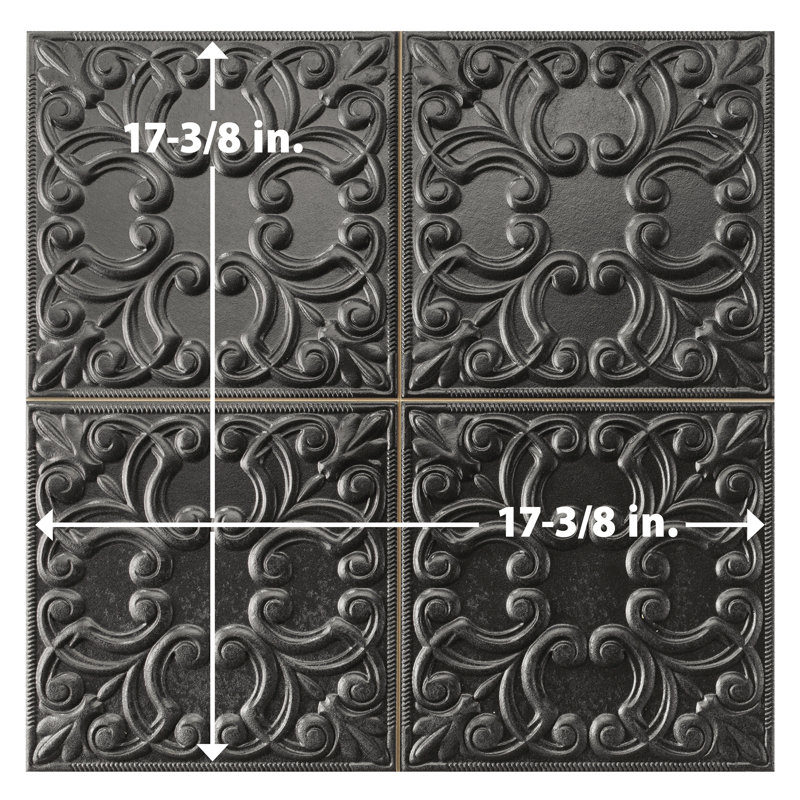 Victorian Tin 17-3/8 in. x 17-3/8 in. Porcelain Wall Tile, Black