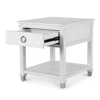 Point Breeze - 1-Drawer Chairside Table - Fresh White with Soft Grey Glaze Finish