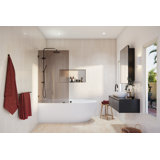 Ursa 34 in. x 58.25 in. Frameless Bronze Tinted Single Fixed Bath Panel