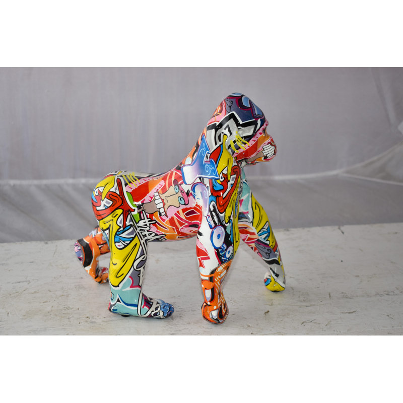 Statue Ezme graffiti peinte en résine moderne, taille: 6 po x 11 po x H 11 po