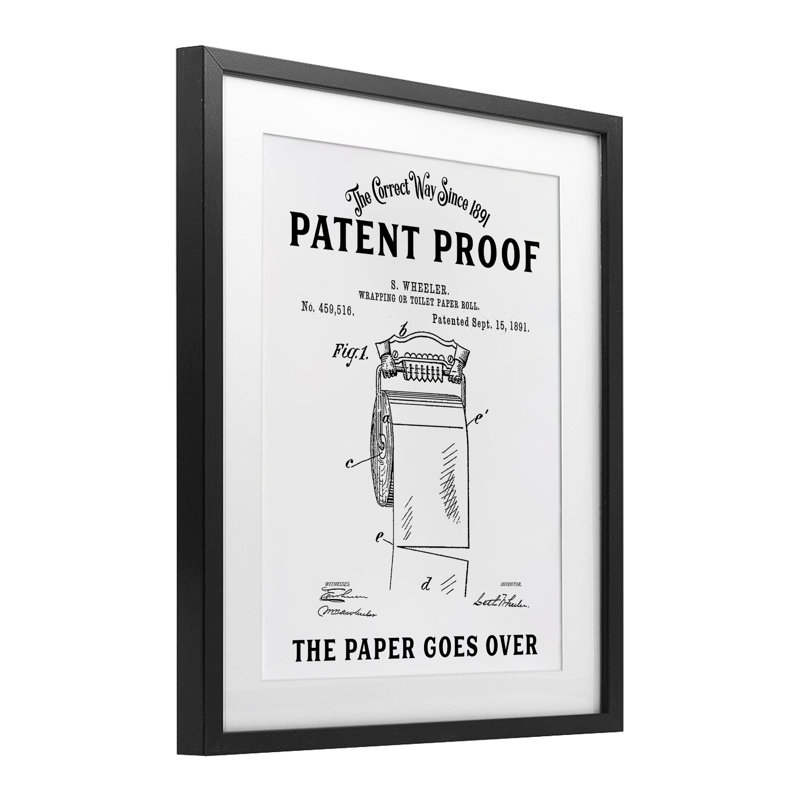 Papier hygiénique «Goes Over», reproduction encadrée sous verre, design par lettré et doublé, H 21 po x l 17 po, Noir