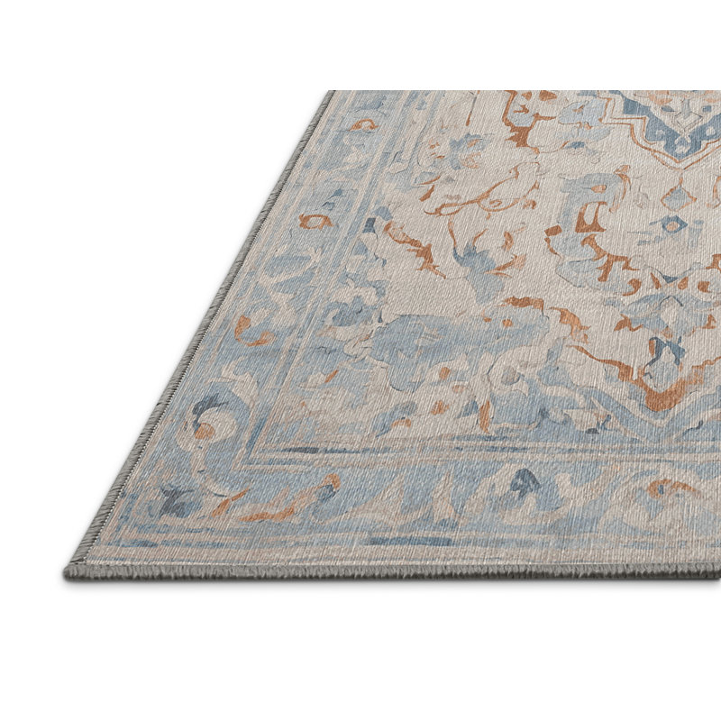 Machine Washable Gray Area Rug, Rectangle 7' x 9'