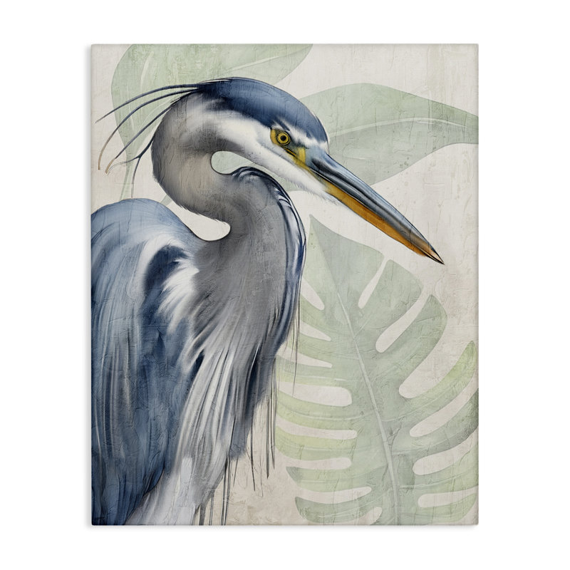 «Heron Palms Bird Portrait», art mural par Kim Allen, H 20 po x l 16 po