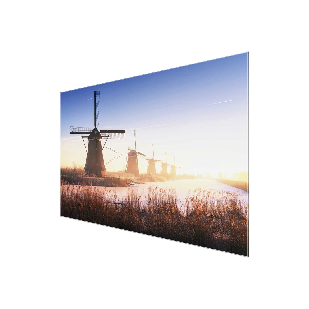 Glasbild Windmühlen von Kinderdijk