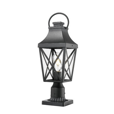 2-Pack Textured Black Outdoor Post Lanterns with Pier Mount Base, 21.3in for Gardens & Yards
