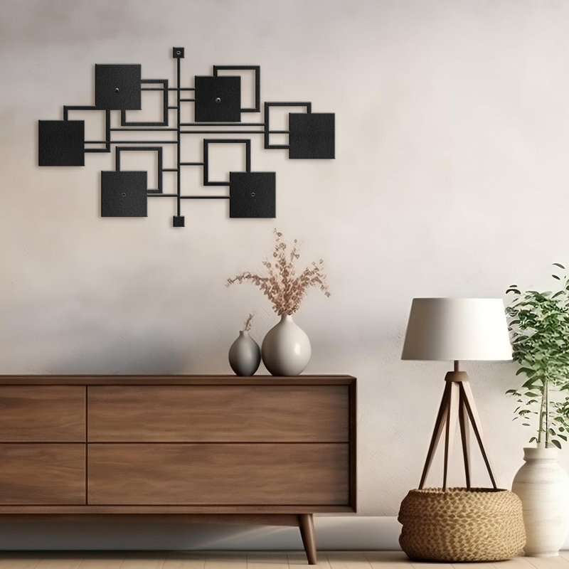 Wall Decor Metal, 18" H x 36" W x 0.05" D, Black