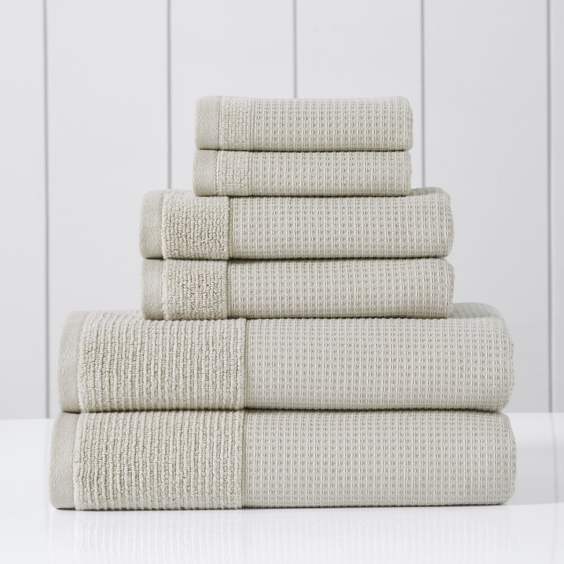 Ensemble de serviettes modernes en coton gaufré 6 pièces Modern, Taupe
