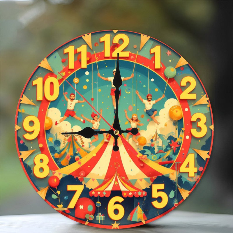 horloge de cirque Carnaval design vibrant