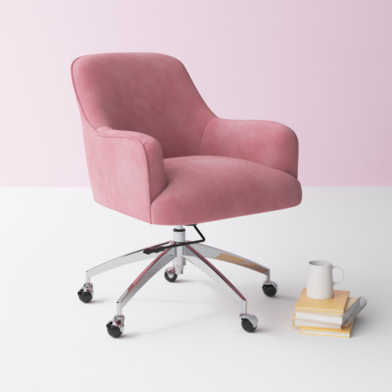Pridbjorn Velvet Office Chair, Pink