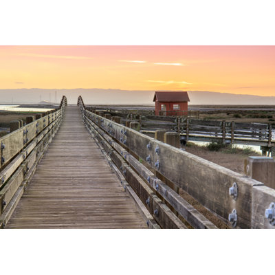 Wooden Bridge Landscape - Wrapped Canvas Print