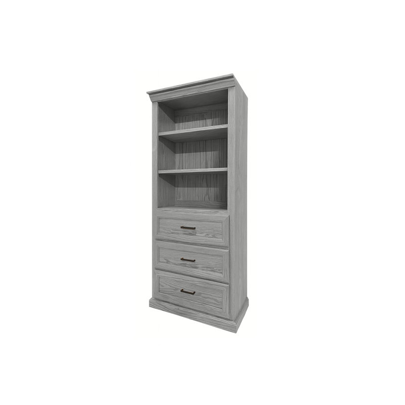 Bibliothèque moderne en bois massif de chêne avec rangement, Bright White