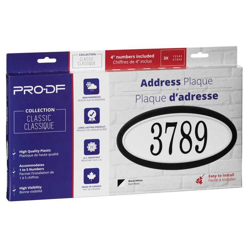 Plaque d'adresse murale 1 ligne, Noir
