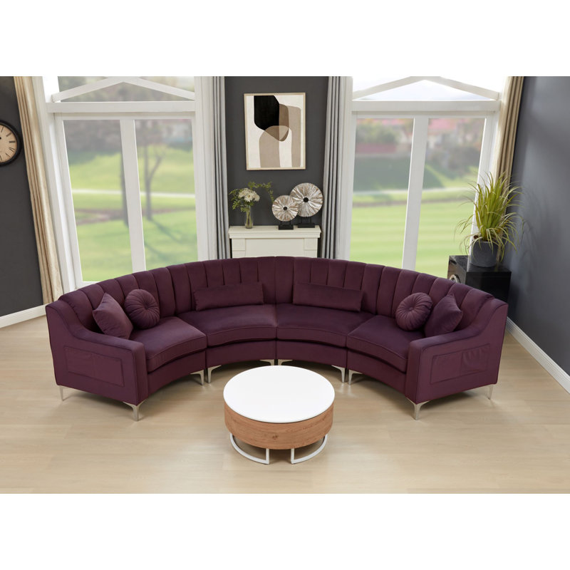  Canapé modulaire 142 po, Velours violet