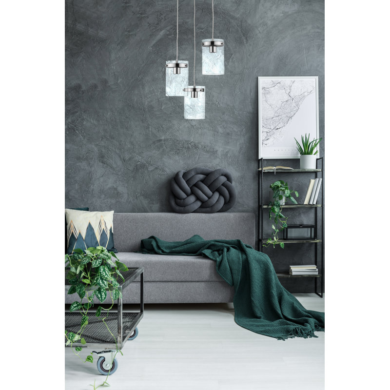 Luminaire suspendu cylindrique à 3 lumières Lambrecht, Chrome