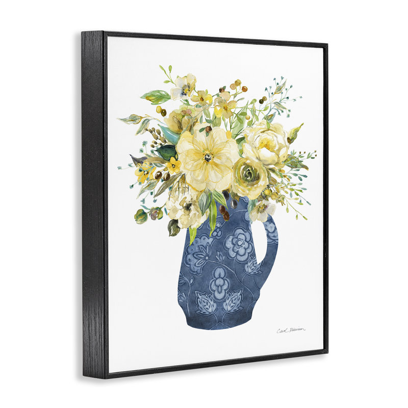 Giclée encadrée jaune ensoleillée, design par Carol Robinson, H 14 po x l 11 po, Giclée encadrée noir minuit